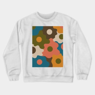 Retro Groovy Egg Flowers - Deep Autumn Seasonal Color Palette Crewneck Sweatshirt